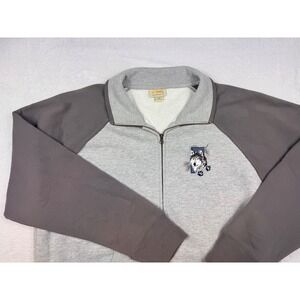 Artisans Mens XXL Gray Wolf Embroidered Zip Fleece Sweatshirt Two Tone Raglan